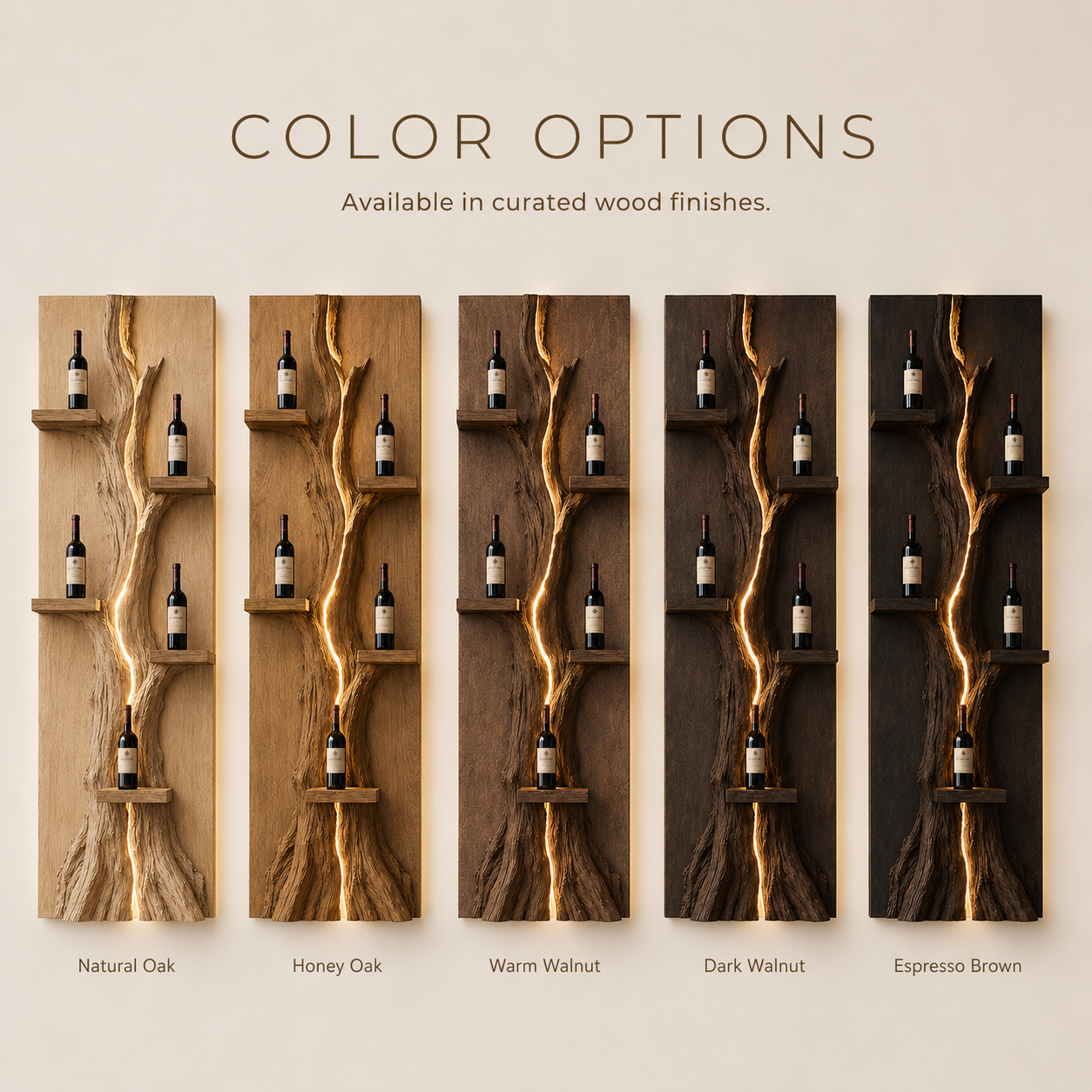 Solid Wood Wall Wine Rack with Glass Holder - Gallery Wave - product image 11