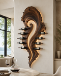 Solid Wood Wall Wine Rack with Glass Holder - Gallery Wave - main view