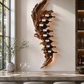 Solid Wood Wall Wine Rack with Glass Holder - Root Form - Design 166 - square cover image