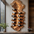 Solid Wood Wall Wine Rack with Glass Holder - Floating Rail - Design 168 - square cover image
