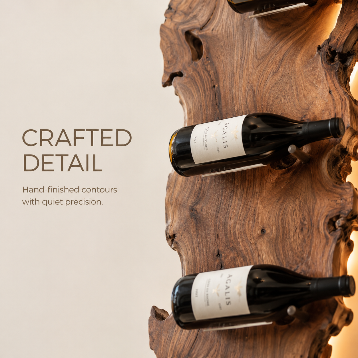 Solid Wood Wall Wine Rack with Glass Holder - Cellular Display - product image 06