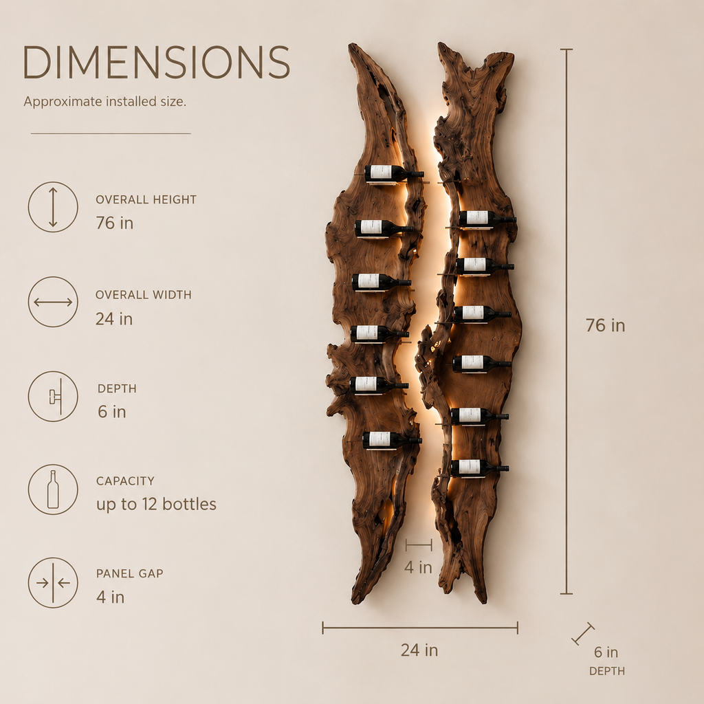 Solid Wood Wall Wine Rack with Glass Holder - Cellular Display - product image 08