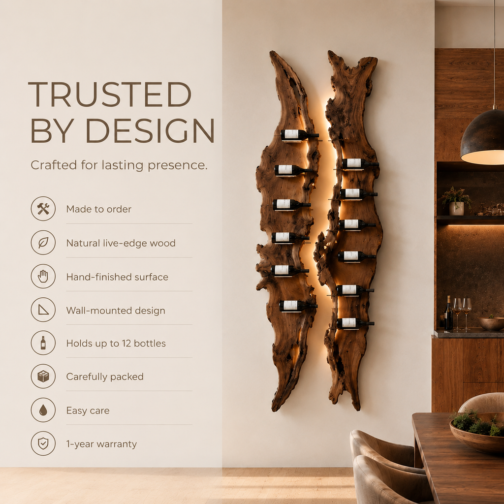 Solid Wood Wall Wine Rack with Glass Holder - Cellular Display - product image 09