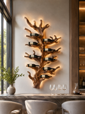 Solid Wood Wall Wine Rack with Glass Holder - Gallery Wave - main view