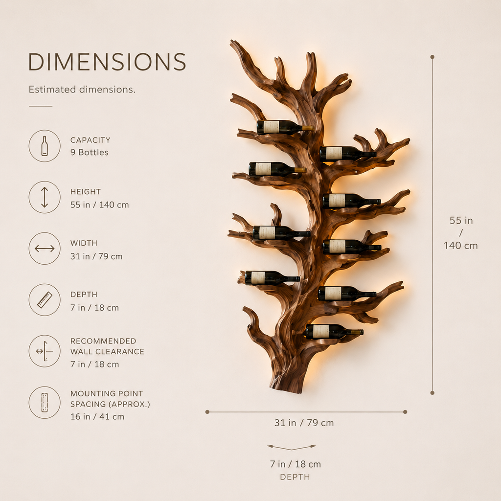 Solid Wood Wall Wine Rack with Glass Holder - Gallery Wave - product image 08