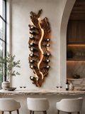 Solid Wood Wall Wine Rack with Glass Holder - Root Form - main view