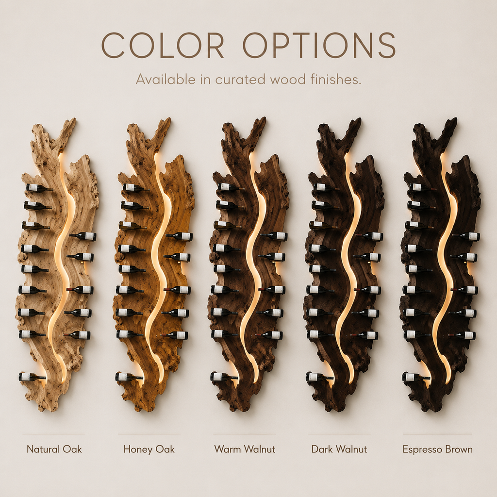 Solid Wood Wall Wine Rack with Glass Holder - Root Form - product image 11