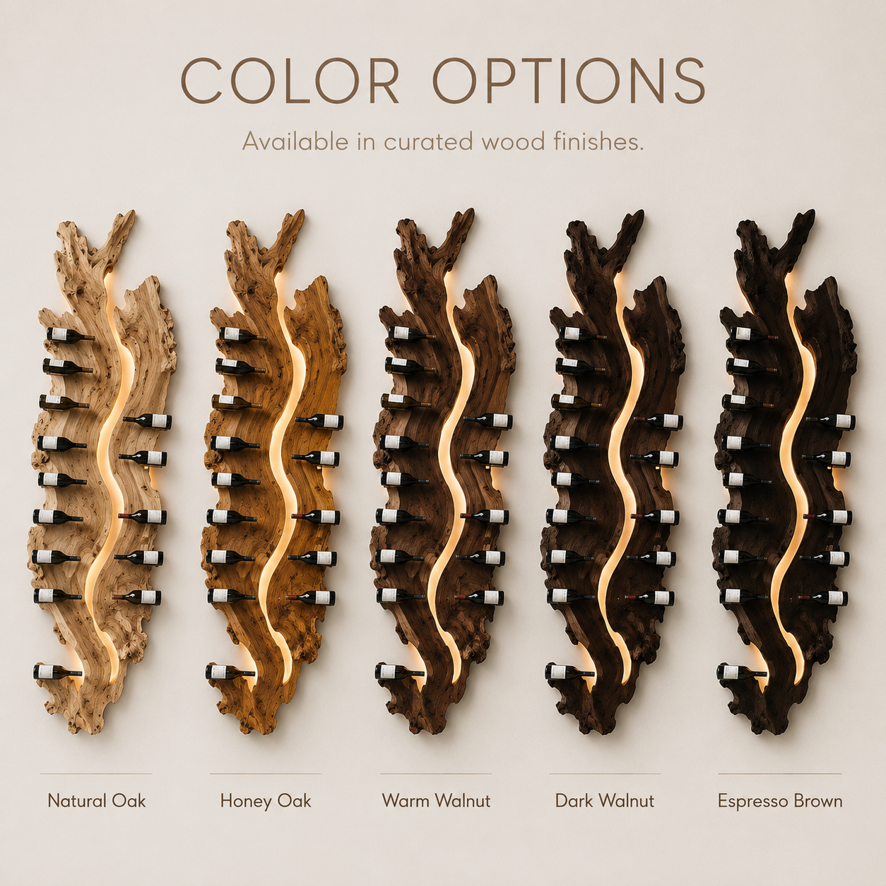 Solid Wood Wall Wine Rack with Glass Holder - Root Form - product image 11