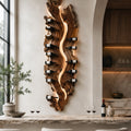 Solid Wood Wall Wine Rack with Glass Holder - Root Form - Design 173 - square cover image