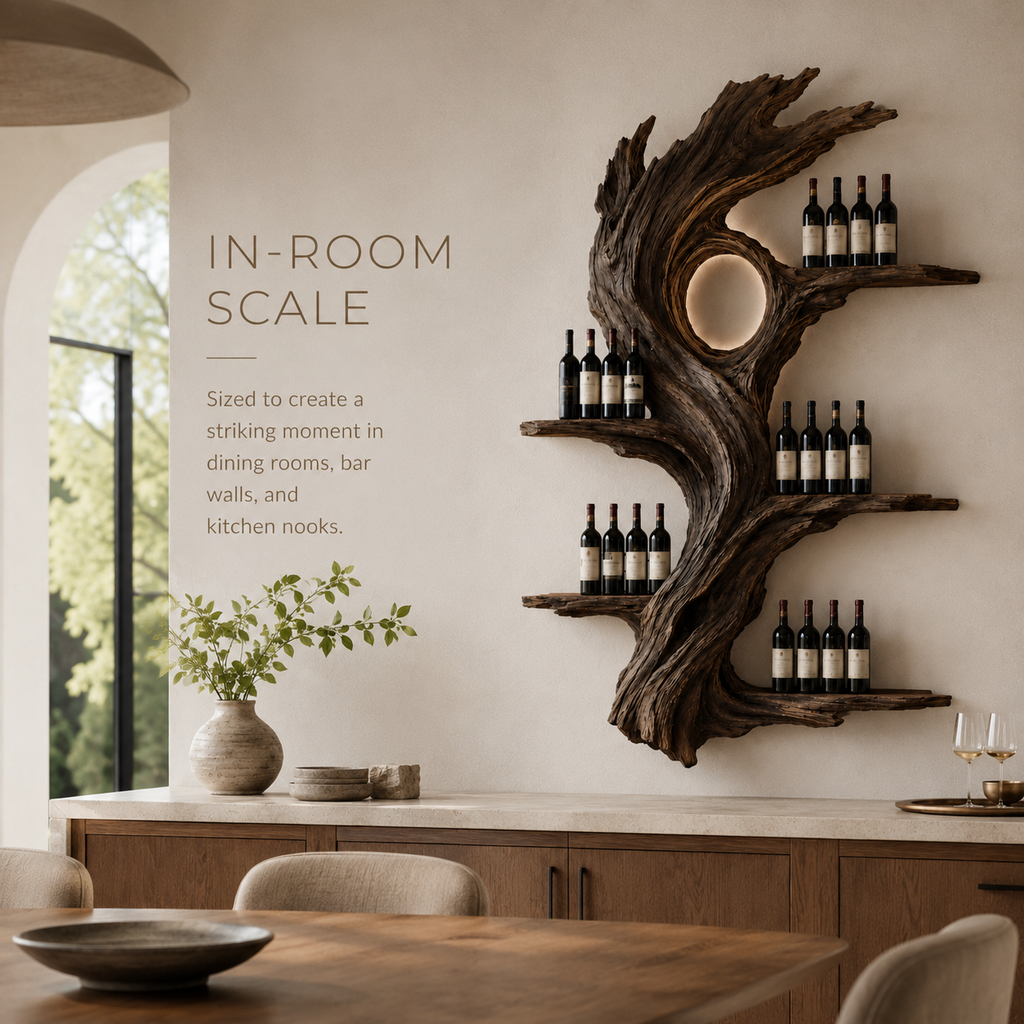 Solid Wood Wall Wine Rack with Glass Holder - Architectural Slab - product image 04