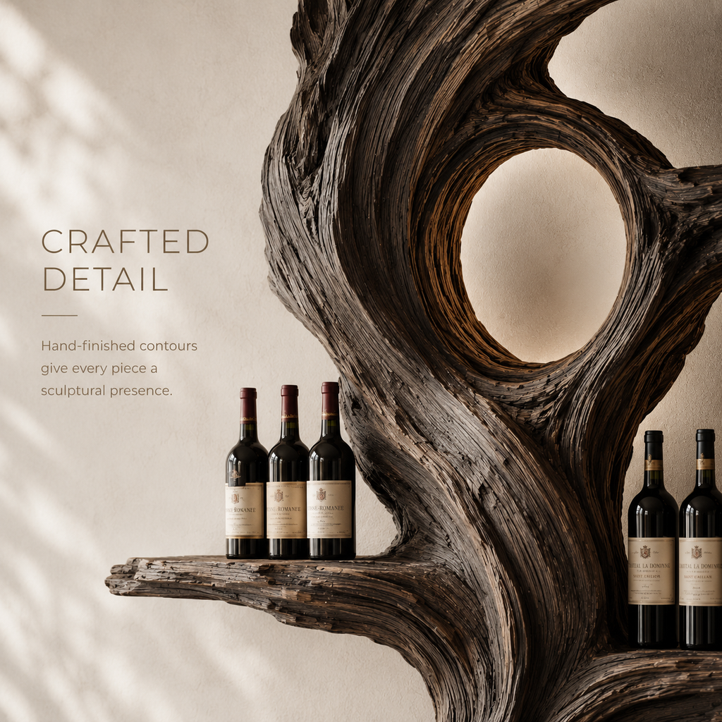 Solid Wood Wall Wine Rack with Glass Holder - Architectural Slab - product image 06
