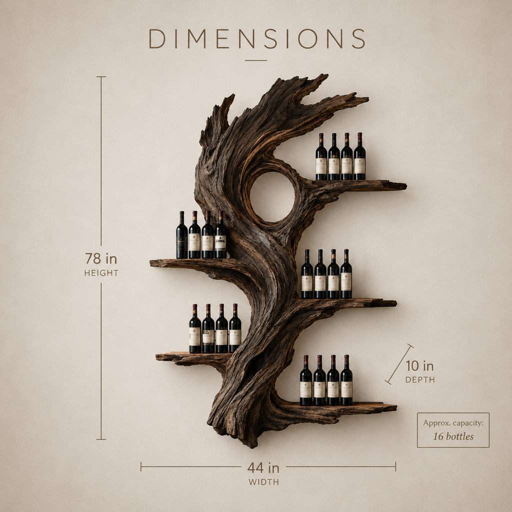 Solid Wood Wall Wine Rack with Glass Holder - Architectural Slab - product image 08
