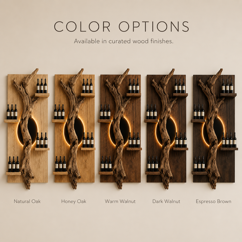 Solid Wood Wall Wine Rack with Glass Holder - Driftwood Curve - product image 11