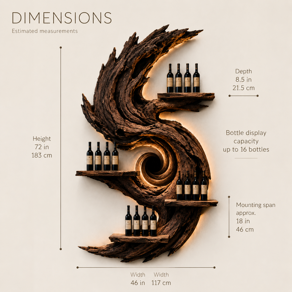 Solid Wood Wall Wine Rack with Glass Holder - Live Edge Gallery - product image 08