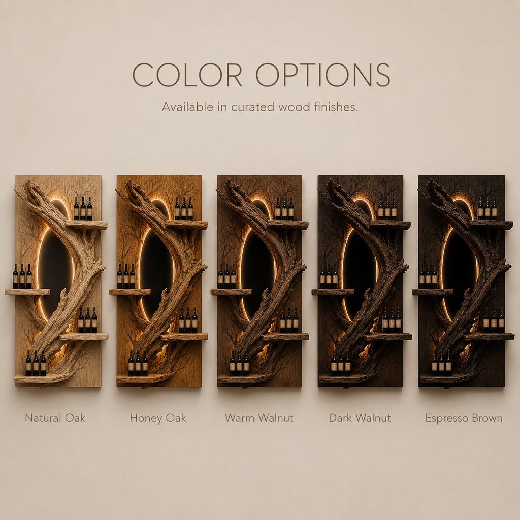 Solid Wood Wall Wine Rack with Glass Holder - Organic Branch - product image 11