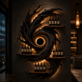 Solid Wood Wall Wine Rack with Glass Holder - Crescent Wall - main view