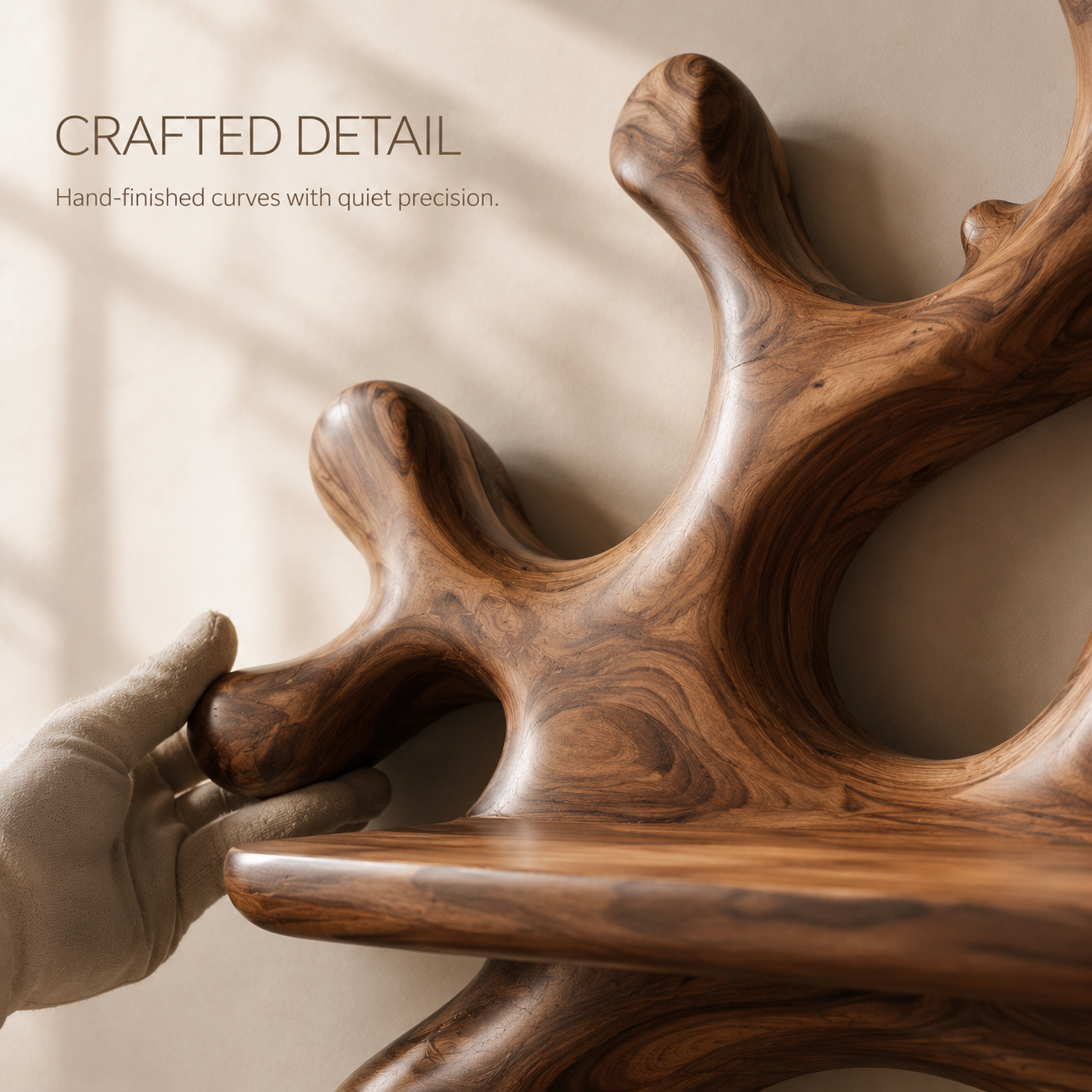 Solid Wood Wall Wine Rack with Glass Holder - River Form - product image 06
