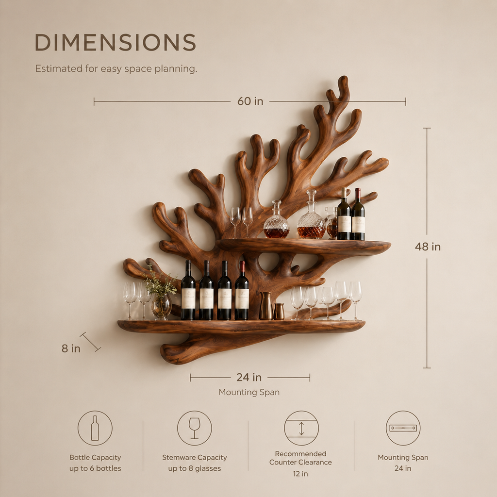 Solid Wood Wall Wine Rack with Glass Holder - Cellular Display - product image 08