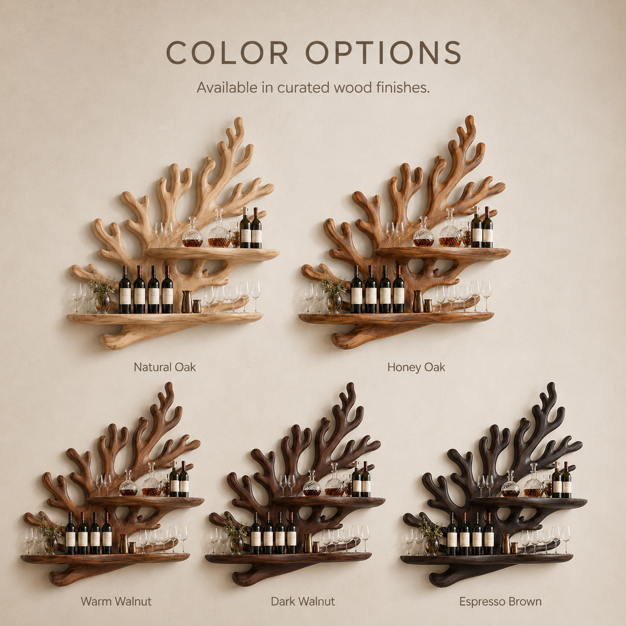 Solid Wood Wall Wine Rack with Glass Holder - Cellular Display - product image 11