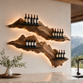 Solid Wood Wall Wine Rack with Glass Holder - Gallery Wave - main view