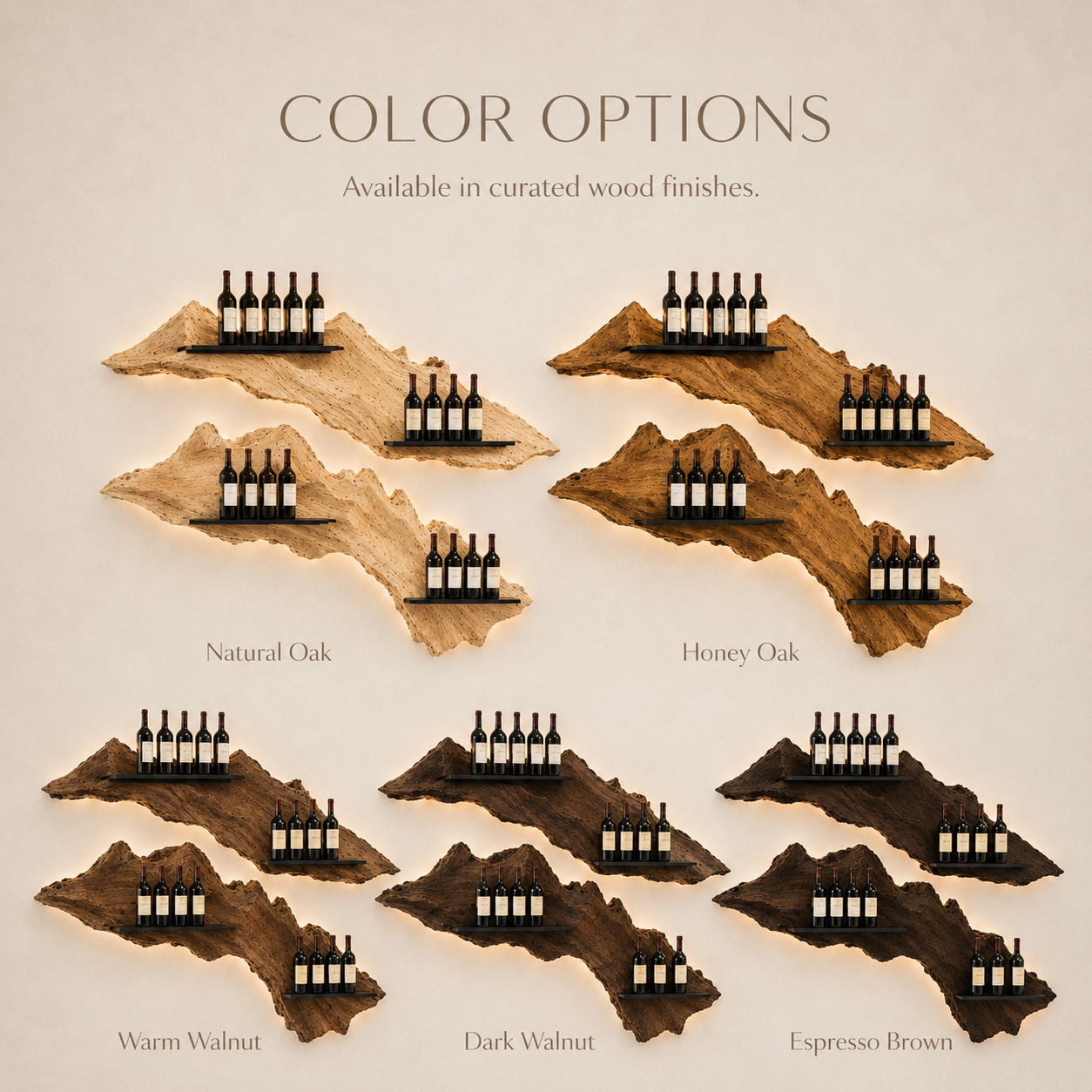 Solid Wood Wall Wine Rack with Glass Holder - Gallery Wave - product image 10