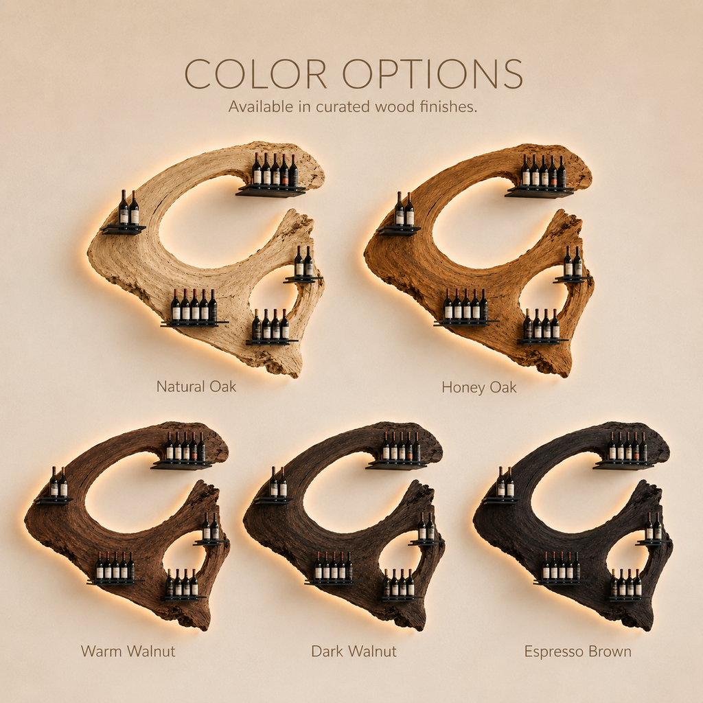 Solid Wood Wall Wine Rack with Glass Holder - Floating Rail - product image 10