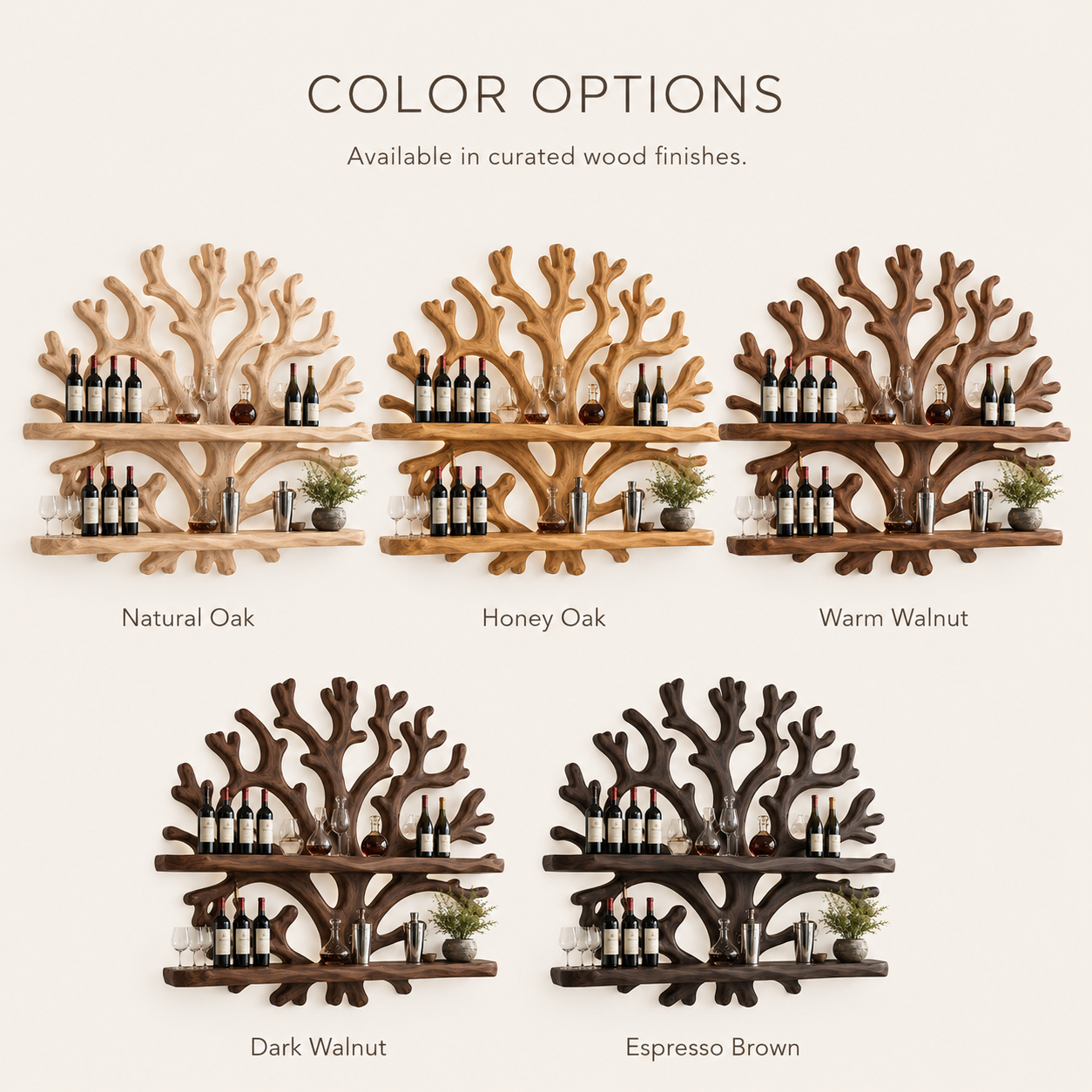 Solid Wood Wall Wine Rack with Glass Holder - Gallery Wave - product image 10