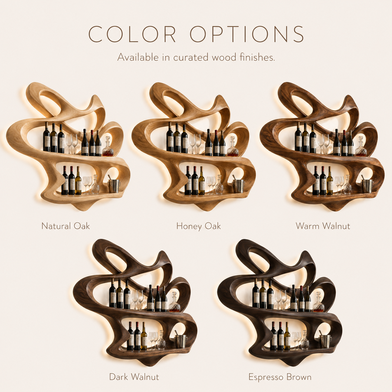 Solid Wood Wall Wine Rack with Glass Holder - Root Form - product image 11