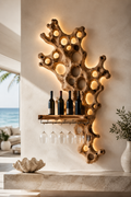 Solid Wood Wall Wine Rack with Glass Holder - Architectural Slab - main view