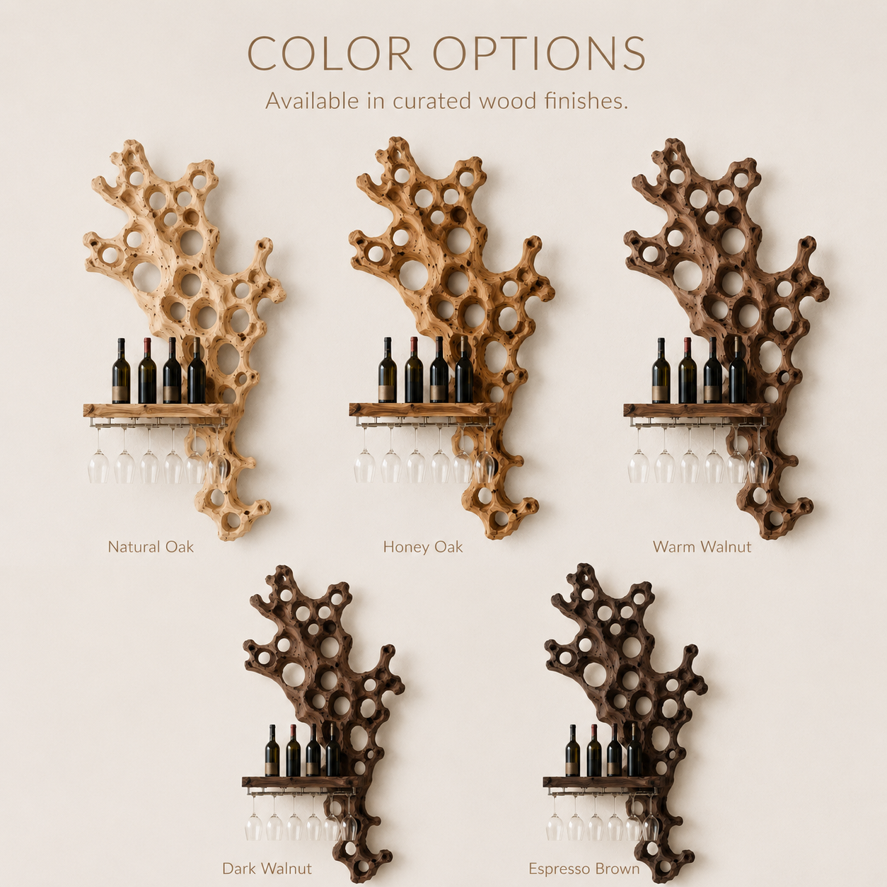 Solid Wood Wall Wine Rack with Glass Holder - Architectural Slab - product image 11