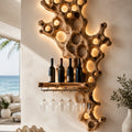 Solid Wood Wall Wine Rack with Glass Holder - Architectural Slab - Design 194 - square cover image