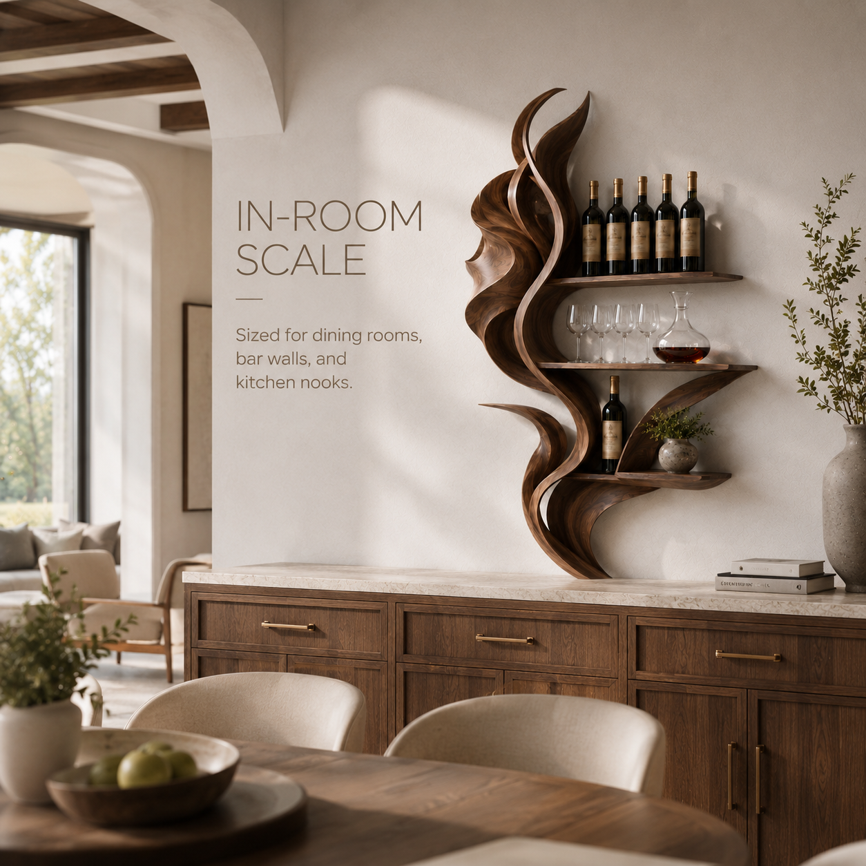 Solid Wood Wall Wine Rack with Glass Holder - Live Edge Gallery - product image 04