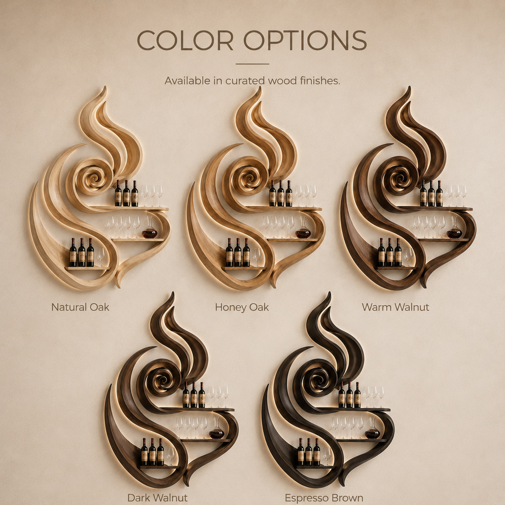 Solid Wood Wall Wine Rack with Glass Holder - Organic Branch - product image 11