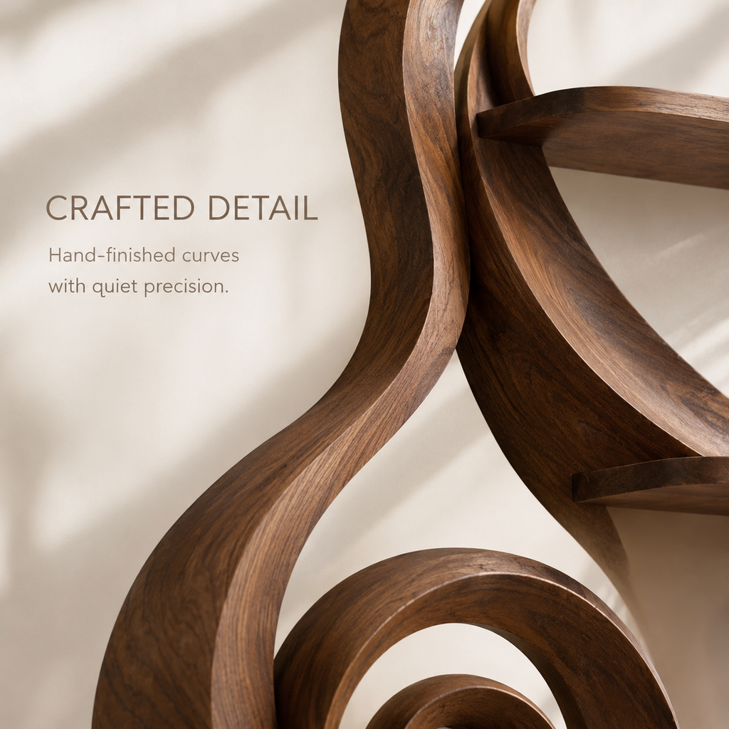 Solid Wood Wall Wine Rack with Glass Holder - Crescent Wall - product image 06