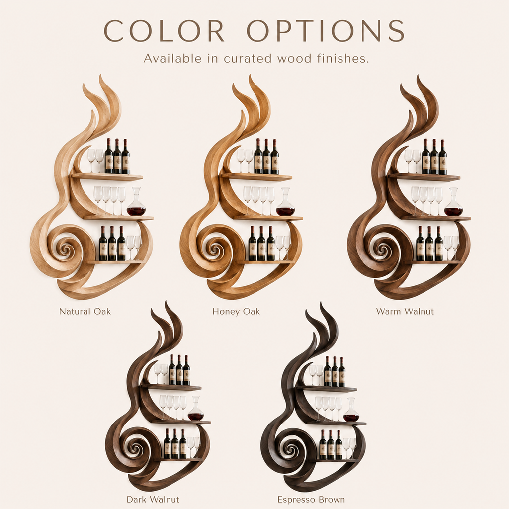 Solid Wood Wall Wine Rack with Glass Holder - Crescent Wall - product image 11