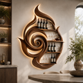 Solid Wood Wall Wine Rack with Glass Holder - Floating Rail - main view