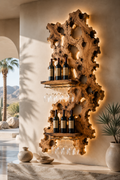 Solid Wood Wall Wine Rack with Glass Holder - Cellular Display - main view