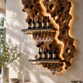 Solid Wood Wall Wine Rack with Glass Holder - Gallery Wave - Design 203 - square cover image