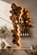 Solid Wood Wall Wine Rack with Glass Holder - Gallery Wave - main view