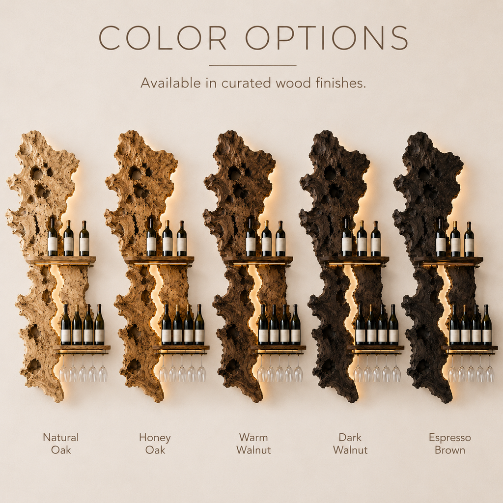 Solid Wood Wall Wine Rack with Glass Holder - Gallery Wave - product image 11