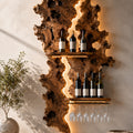 Solid Wood Wall Wine Rack with Glass Holder - Gallery Wave - Design 204 - square cover image