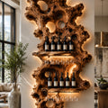 Solid Wood Wall Wine Rack with Glass Holder - Root Form - Design 206 - square cover image