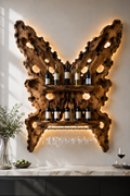 Solid Wood Wall Wine Rack with Glass Holder - Crescent Wall - main view