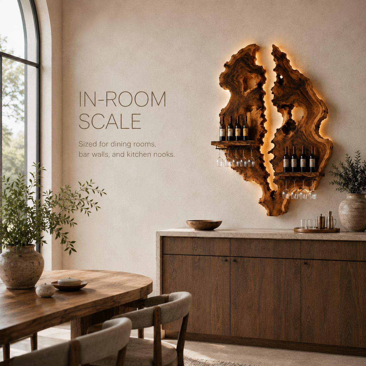 Solid Wood Wall Wine Rack with Glass Holder - Cellular Display - product image 04