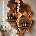 Solid Wood Wall Wine Rack with Glass Holder - Cellular Display - Design 210 - square cover image