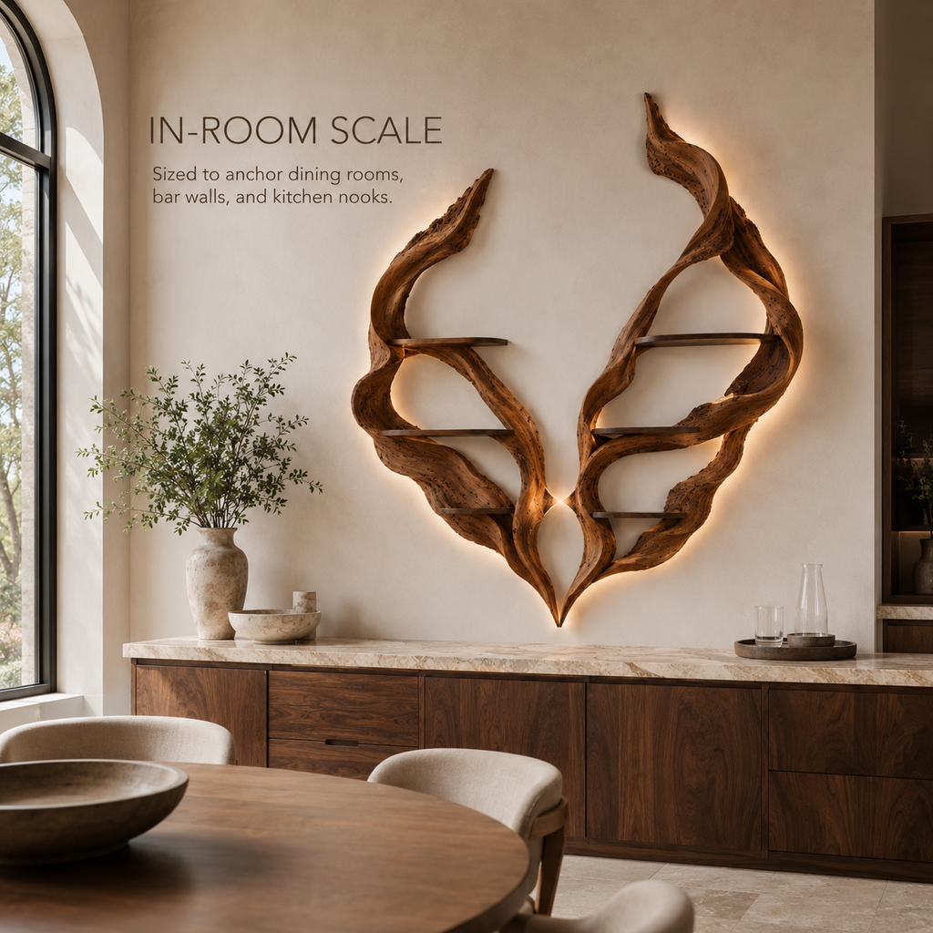 Solid Wood Wall Wine Rack with Glass Holder - Gallery Wave - product image 04