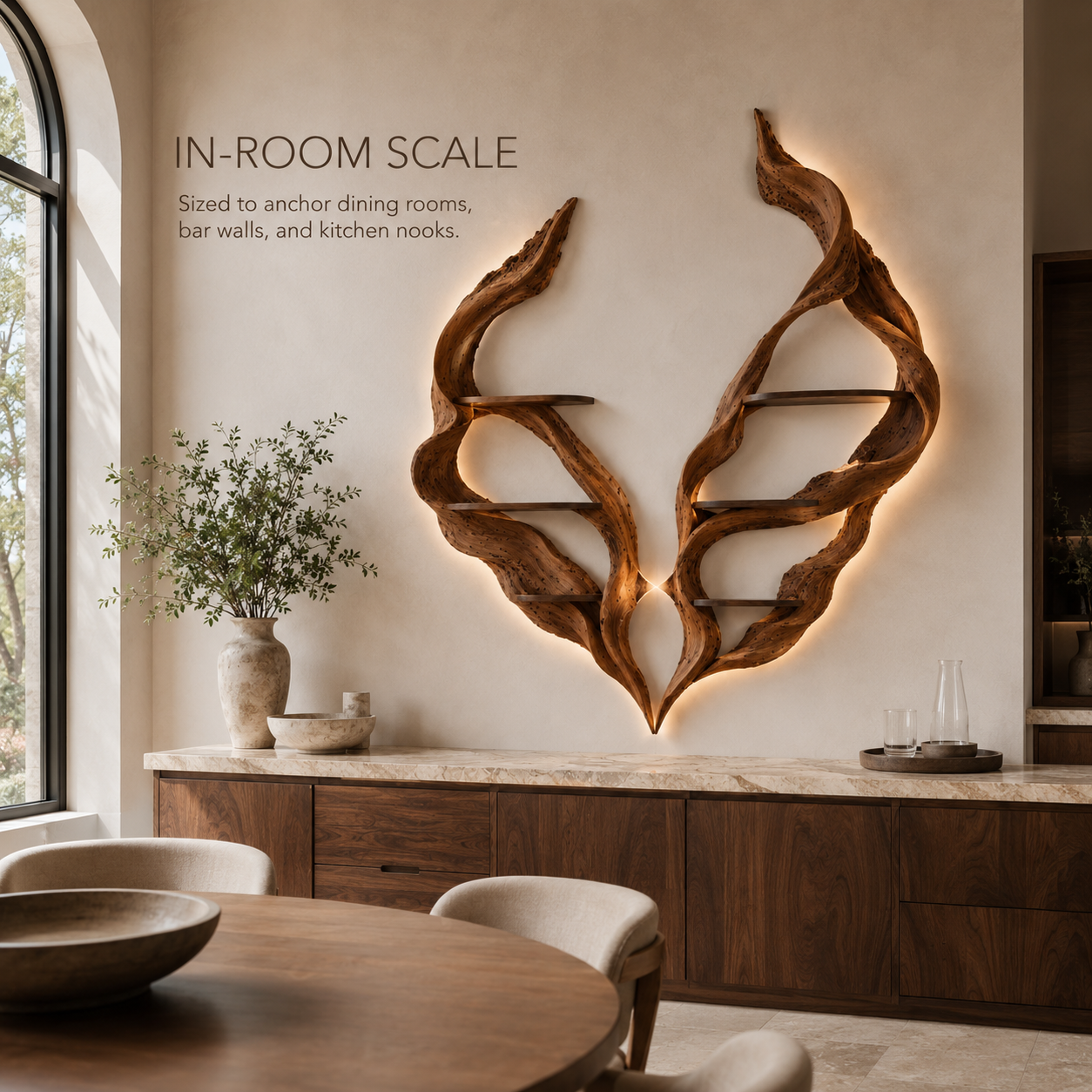 Solid Wood Wall Wine Rack with Glass Holder - Gallery Wave - product image 04