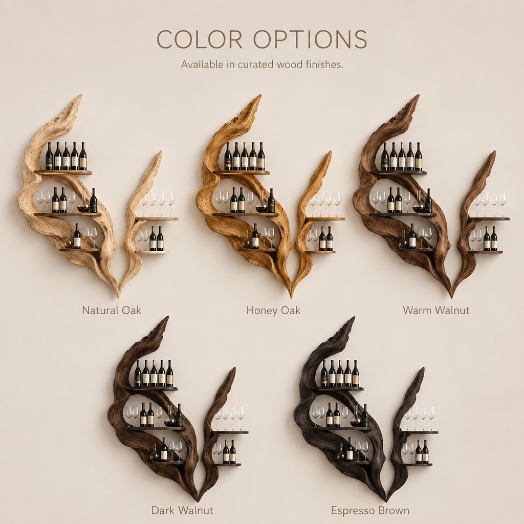 Solid Wood Wall Wine Rack with Glass Holder - Gallery Wave - product image 11