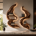 Solid Wood Wall Wine Rack with Glass Holder - Root Form - main view