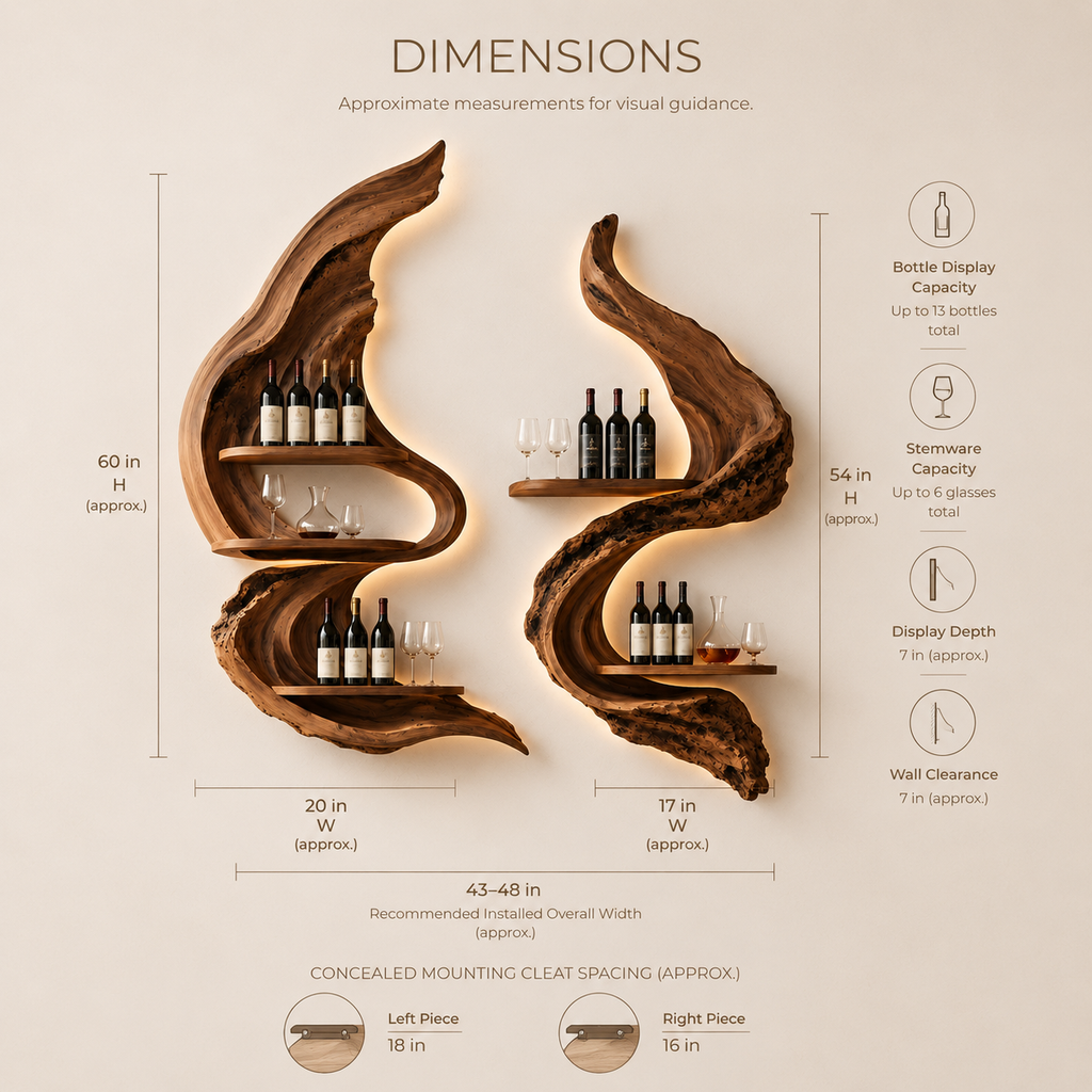 Solid Wood Wall Wine Rack with Glass Holder - Root Form - product image 08